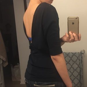 CLUB MONACO Low Back Tie-Waist Teal Top
